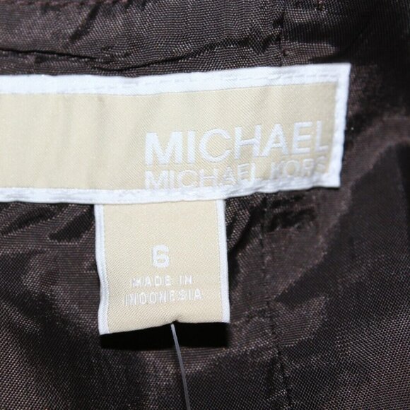 Michael Kors $150 6 Brown Ivory Belt Cut Out Zip Cotton Blend Dress - Picture 9 of 10